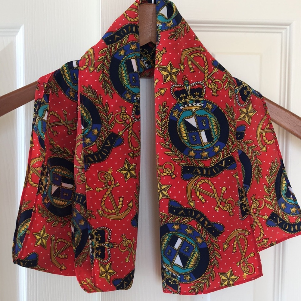 AHOY! SCARF 
NAUTICAL ANCHOR FASHION SCARF
EUC - Picture 3 of 10